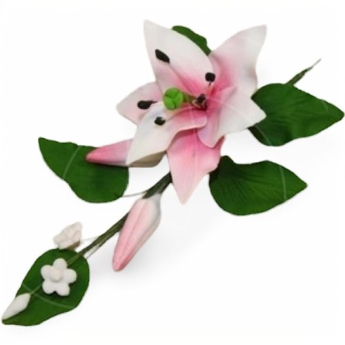 Украшение сахарное "Лилия бело-розовая" 