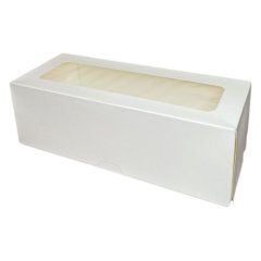 Коробка для рулета с окном Белая ForGenika Cake Roll Window White 30х12х10 см
