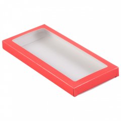 Коробка для шоколадной плитки с окошком Красная 18х9х1,4 см 5 шт