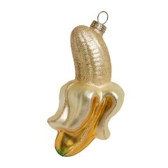 Игрушка ёлочная стеклянная "Банан золотой" 203626