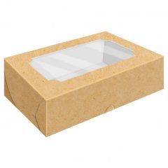 Коробка для зефира с окном Крафт 25х15х7 см КУ-211 