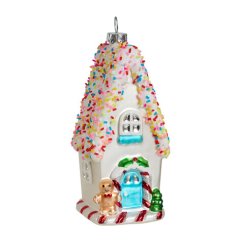 Игрушка ёлочная стеклянная "Домик рождественский" GLD529