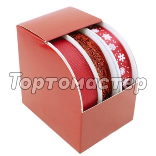 Набор лент для декора и упаковки Красный 1,5 см 3 шт 113-15C3
