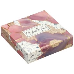 Коробка для сладостей Розово-фиолетовый мрамор 14х14х3,5 см 7150207