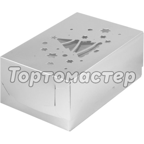 Коробка на 6 капкейков с окошком Серебро 23,5х16х10 см
