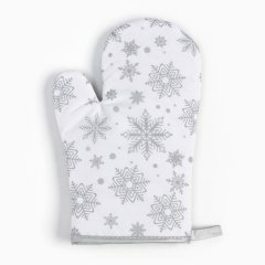 Варежка-прихватка кухонная "Снежинки Серебро" 9446106	 