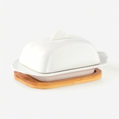 Маслёнка фарфоровая Белая 19,5х11х8 см 9213627