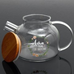 Чайник заварочный с бамбуковой крышкой 1000 мл 9593402			