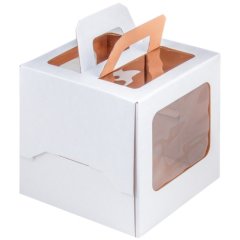 Коробка для торта/пряничного домика с окном Белая 20х20х20 см 50 шт 019050