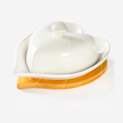 Маслёнка фарфоровая "Сердце" Белая 17х12,5х8 см 4177815