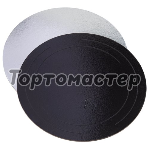 Подложка под торт Чёрный/Серебро ForGenika 3,2 мм 26 см