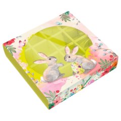 Коробка на 16 конфет с окошком "Зайчата" 17,7х17,7х3,8 см КУ-677  КУ-00677