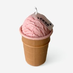 Свеча интерьерная "Мороженое в стаканчике малиновое" 