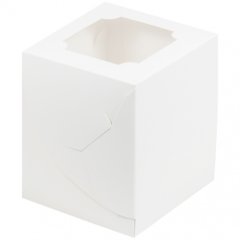 Коробка на 1 капкейк с окошком Белая 10х10х10 см 040105 ф