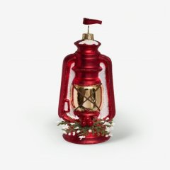 Игрушка ёлочная стеклянная "Фонарь Санты" GLT1049
