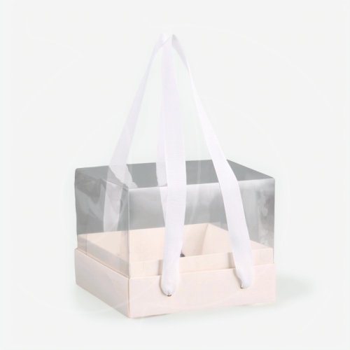 Коробка для бенто-торта с прозрачной крышкой Белая 16х16х12,5 см 10896547