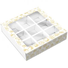 Коробка на 9 конфет с окошком Новый Год! 13,8х13,8х3,8 см