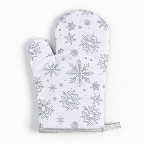 Варежка-прихватка кухонная "Снежинки Серебро" 9446106	 