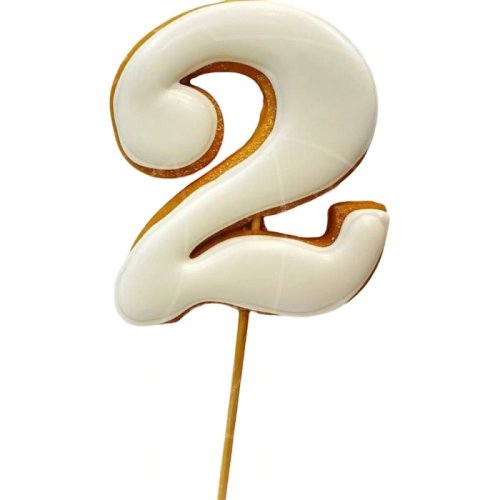 Пряник-цифра "2" с белой глазурью 