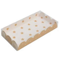 Коробка для сладостей с прозрачной крышкой "Золотые звёздочки" 10,5х21х3 см 3130941
