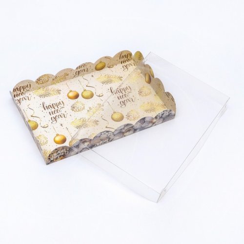 Коробка для сладостей "Новогодние игрушки" 22х15х3 см 9621470