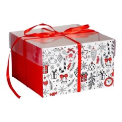 Коробка на 4 капкейка "Праздничные элементы" 16х16х10 см 5080518	