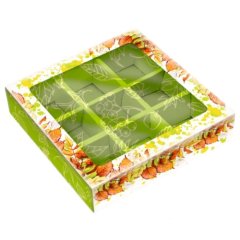 Коробка на 9 конфет с окошком Осенний букет 13,8х13,8х13,8 см 5 шт 