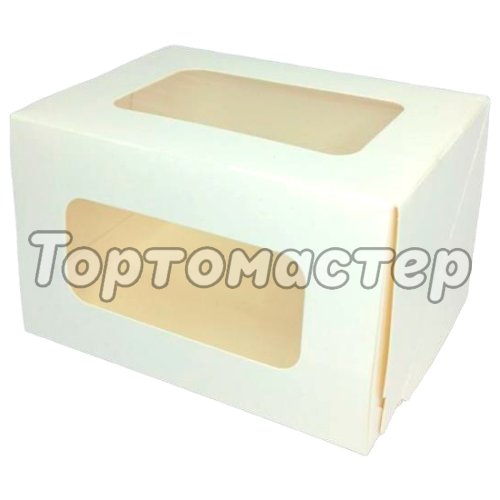 Коробка для рулета с окном Белая Cake Roll Window White 20х12х10 см