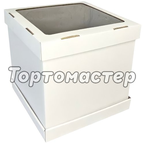 Коробка для торта с окном белая 24х24х20 см 10 шт ForG STRONG I W W 240*240*200 S