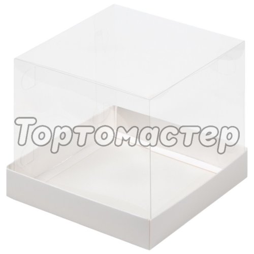 Коробка для торта/кулича с прозрачной крышкой и ложементом Белый 16х16х20 см