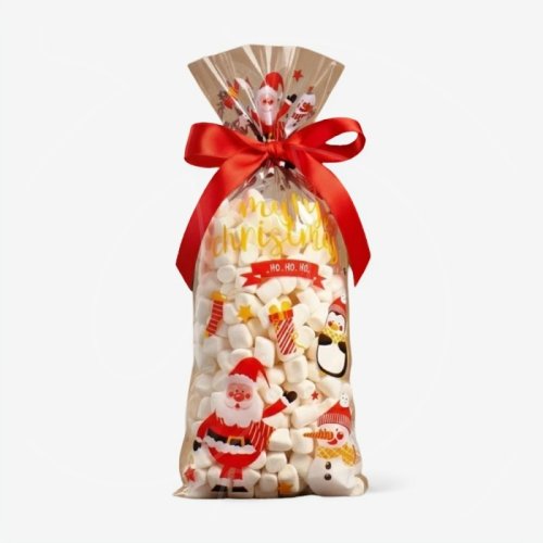 Пакетик прозрачный для сладостей "Дед мороз, снеговик, пингвин" 27х13 см 10 шт Пак-19