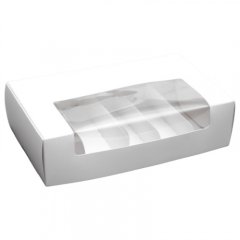 Коробка на 5 эклеров и эскимо с окном Белая 25х15х6,6 см КУ-208