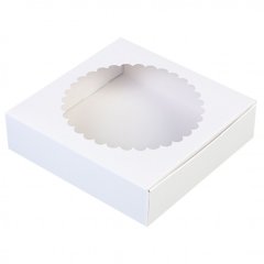Коробка для печенья/конфет с окном Белая 11,5х11,5х3 см КУ-193