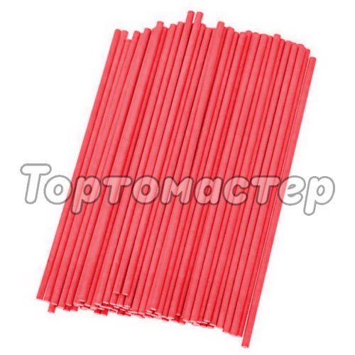 Палочки для кейк-попс бумажные Красные 15 см 100 шт