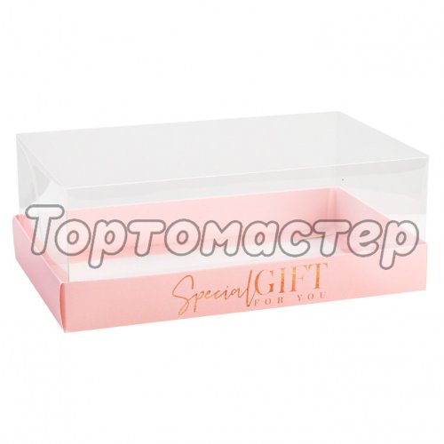 Коробка для сладостей с прозрачной крышкой "Подарок" 22х8х13,5 см 4807277