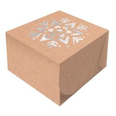 Коробка на 4 капкейка с окошком Снежинка 16х16х10 см КУ-00733    КУ-733