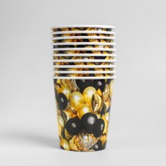 Стакан бумажный "Чёрный и золото" 250 мл 4799676