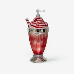 Игрушка ёлочная стеклянная "Мороженое клубничное в прозрачном бокале" GLT733	