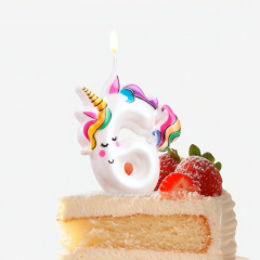 Свеча декоративная Цифра "6" Единорог 9485670