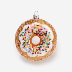 Игрушка ёлочная стеклянная "Пончик карамельный" GLT970