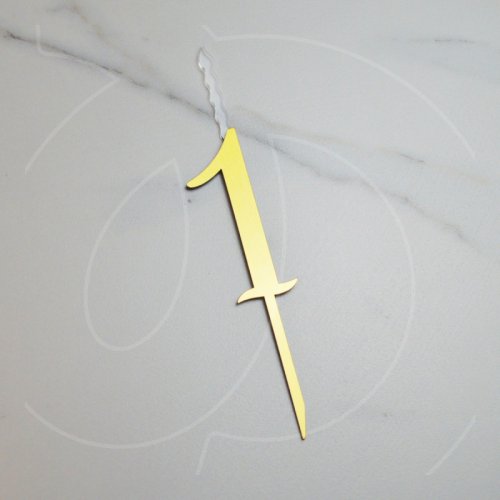 Свеча-топпер декоративная акриловая Цифра "1" Золото 