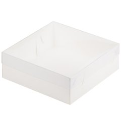 Коробка для печенья/конфет с пластиковой крышкой Белая 20х20х7см