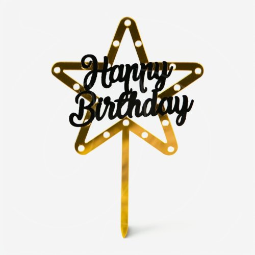 Топпер декоративный акриловый "Happy Birthday" Чёрный 13,5x13,5 см 