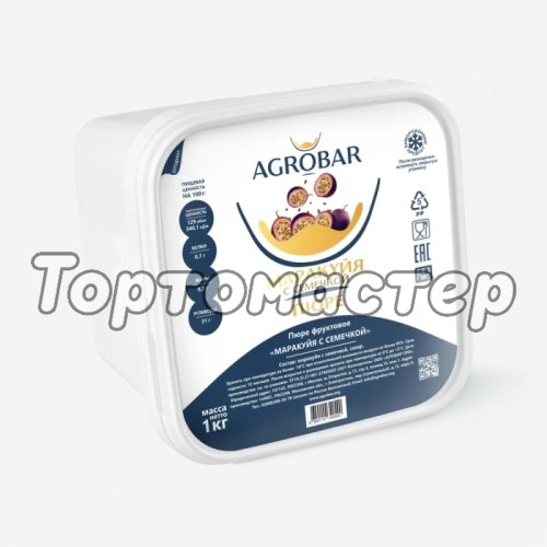 Пюре замороженное AGROBAR Маракуйя с семечкой 1 кг 