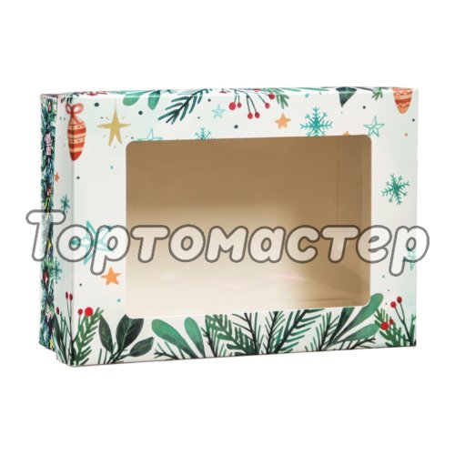 Коробка для сладостей с окном "Зимний праздник" 21х15х7 см 5 шт 9709487