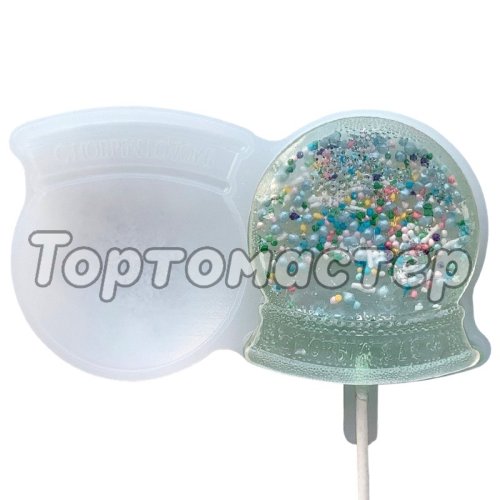 Форма силиконовая для леденцов "Погремушка" Снежный шар 02256