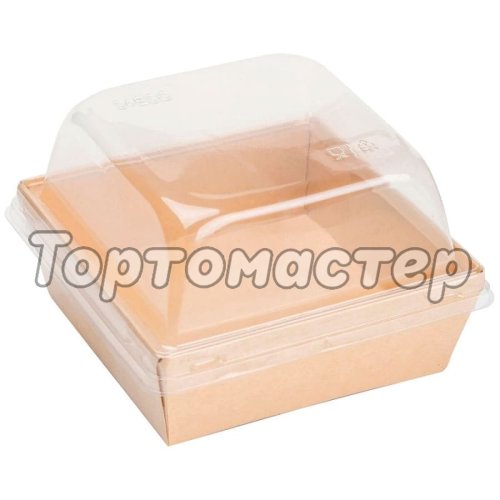 Упаковка для бенто-торта и моти Крафт 17,5х17,5х9 см дно 14,5х14,5 см OSQ SmartPack 900 box + Lid SmartPack 900 domе