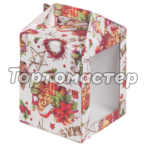 Коробка для торта/пряничного домика с окном "Xmas" 16х16х20 см 20802