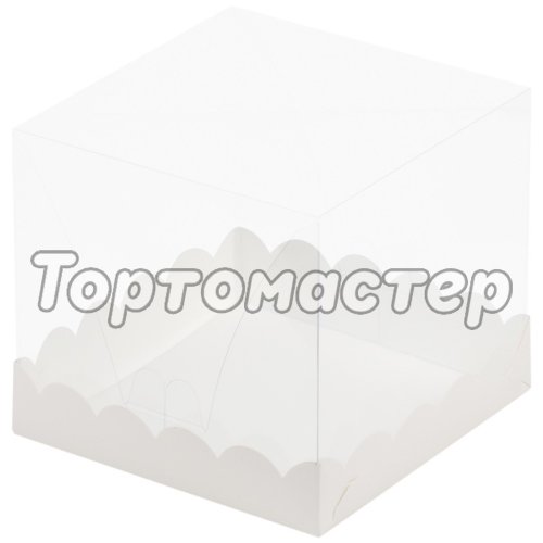 Коробка для торта/кулича с прозрачной крышкой и ложементом Белый 15х15х14 см