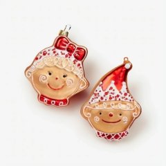 Игрушка ёлочная стеклянная "Рождественский имбирный пряник" GLT883